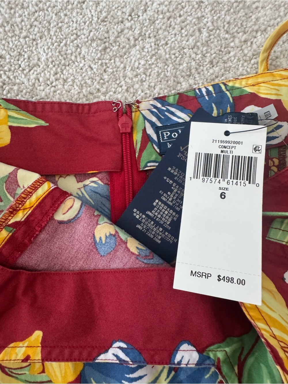 Polo by Ralph Lauren Tropical-Floral Cotton Midi Dress NWT size 6 retails $498 - Picture 7 of 8